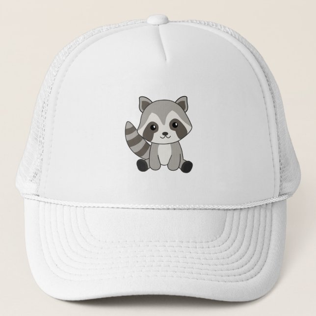Raccoon Sweet Animals For Kids Funny Raccoons Trucker Hat (Front)