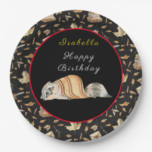 Raccoon Sweet Fall Customize Text and Colour Paper Plate