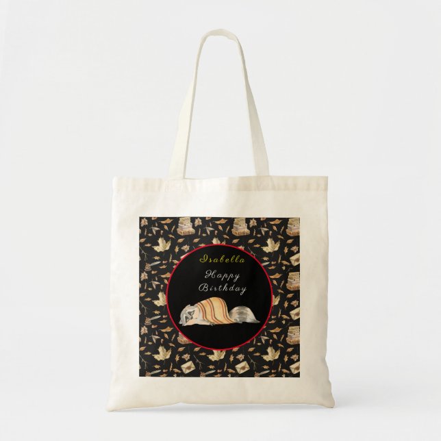 Raccoon Sweet Fall Customize Text and Colour Tote Bag (Front)