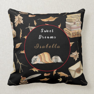 Raccoon Sweet Fall Customize Text, Colour 20"X20" Throw Pillow