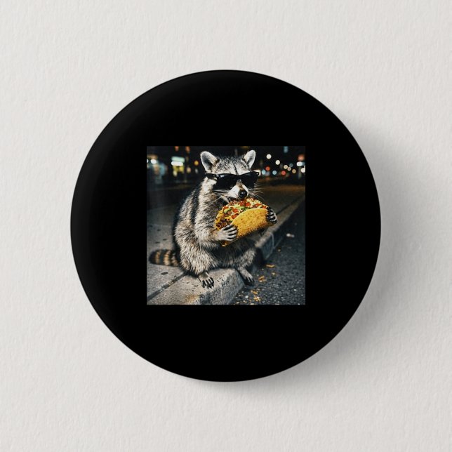 Raccoon taco  2 inch round button (Front)