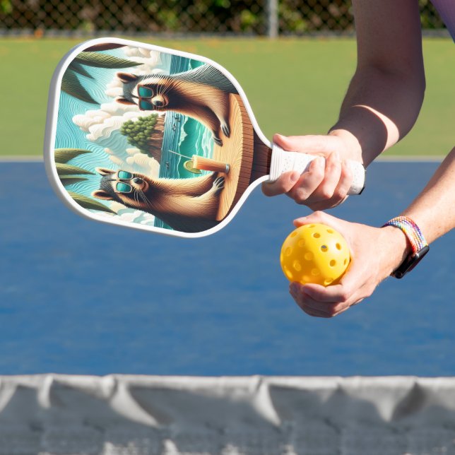 Raccoon Tea Party Pickleball Paddle (Insitu)