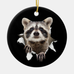 Raccoon Torn For Raccoon Lover, Raccoon Dad, Racco Ceramic Ornament