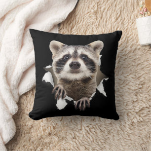 Raccoon Torn For Raccoon Lover, Raccoon Dad, Racco Throw Pillow