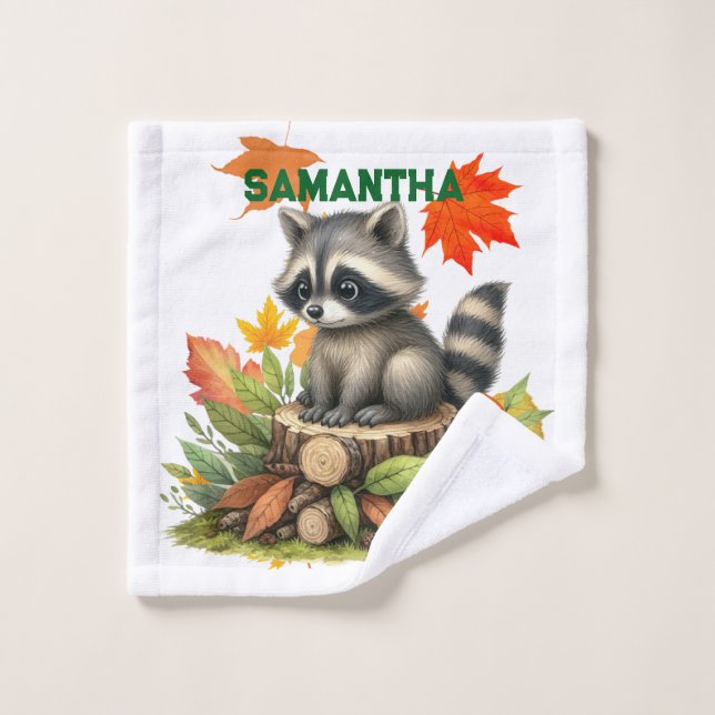 Raccoon Towel Set | Cute Animal Bath Towels (Wash Cloth)