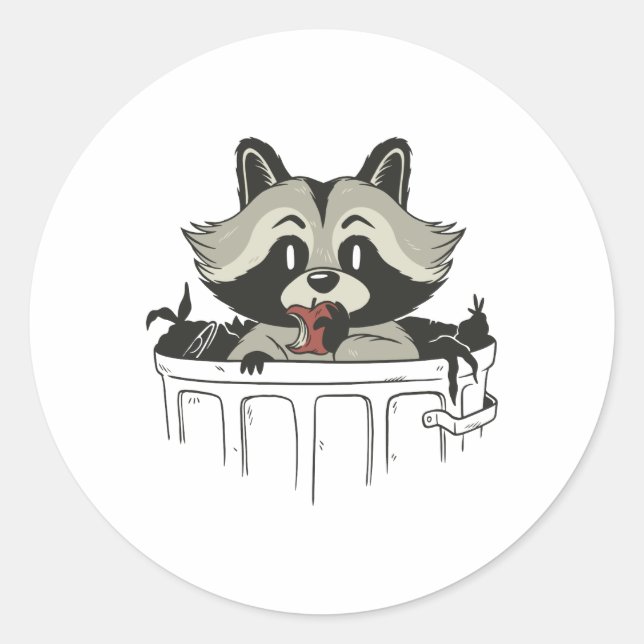 raccoon trash classic round sticker (Front)