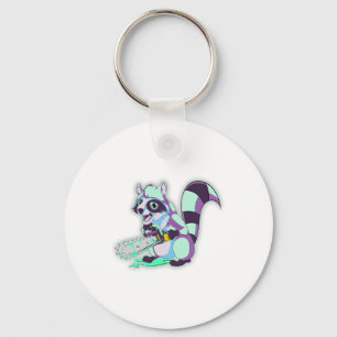 Raccoon Trash Panda Scary Vaporwave 80s Animal Spo Keychain
