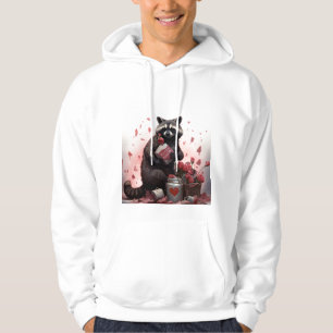 Raccoon trash poetry Valentines day Hoodie