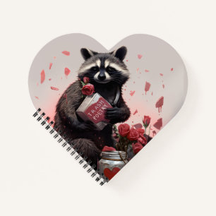 Raccoon trash poetry Valentines day Notebook