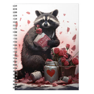 Raccoon trash poetry Valentines day Notebook