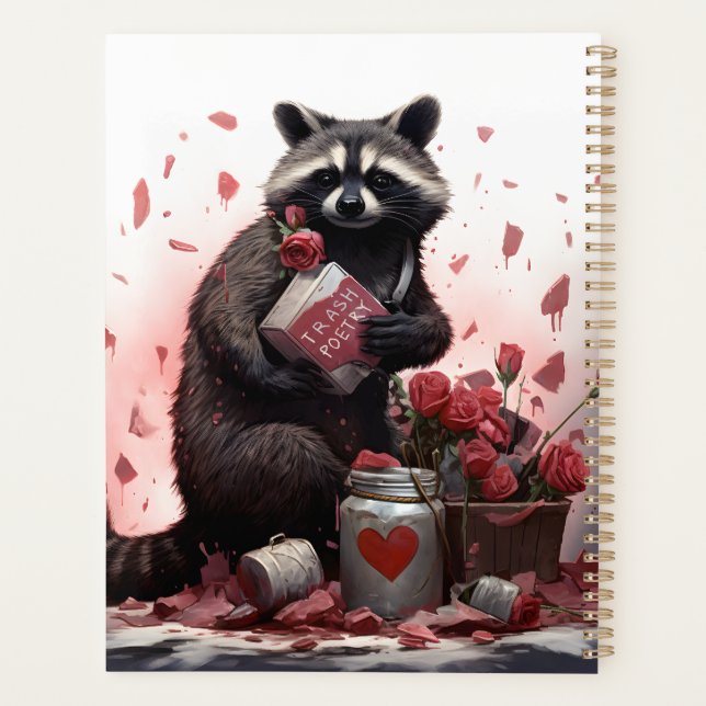 Raccoon trash poetry Valentines day Planner (Back)