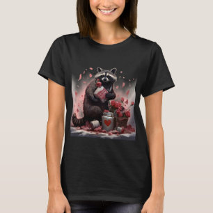 Raccoon trash poetry Valentines day T-Shirt