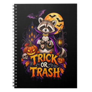 Raccoon Trick or Trash Vampire Halloween Notebook