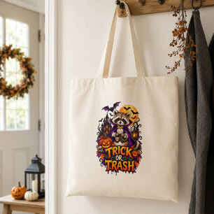 Raccoon Trick or Trash Vampire Halloween Tote Bag