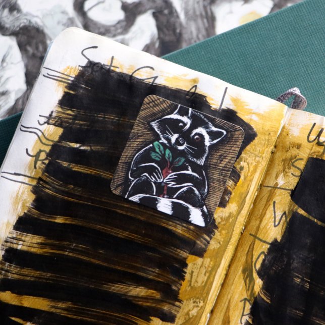 Raccoon Turnip Art                                 Square Sticker (Creator Uploaded)