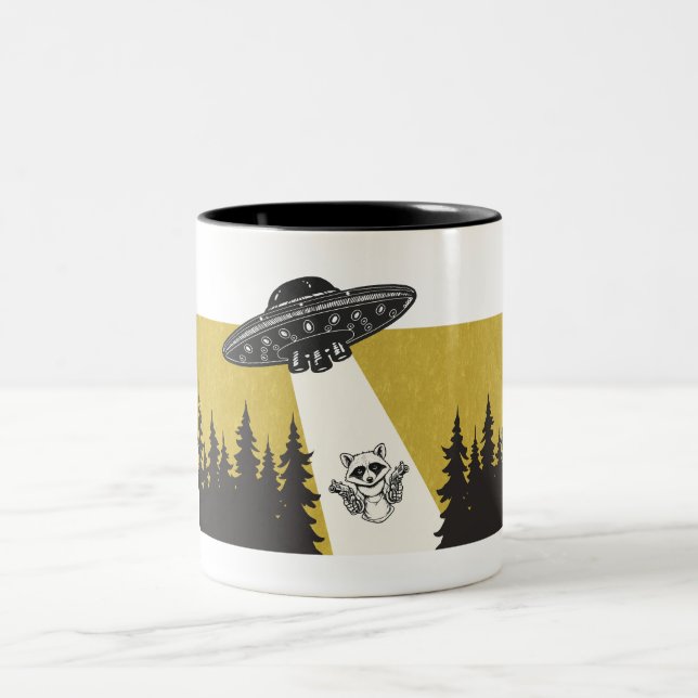 Raccoon UFO Two-Tone Coffee Mug (Center)