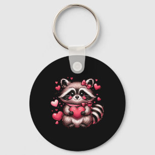 Raccoon Valentine Hearts  Keychain