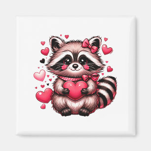 Raccoon Valentine Hearts  Magnet