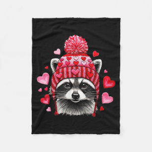 Raccoon Valentines Day Funny Feral Raccoon Love He Fleece Blanket