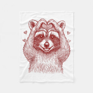 Raccoon Valentines Day Funny Feral Raccoon Love He Fleece Blanket