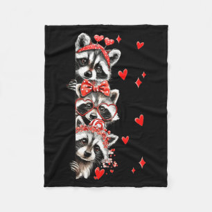 Raccoon Valentines Day Funny Feral Raccoon Love He Fleece Blanket