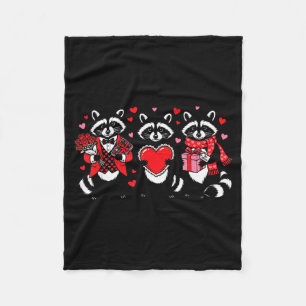 Raccoon Valentines Day Funny Feral Raccoon Love He Fleece Blanket