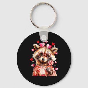 Raccoon Valentines Day Funny Feral Raccoon Love He Keychain