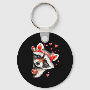 Raccoon Valentines Day Funny Feral Raccoon Love He Keychain