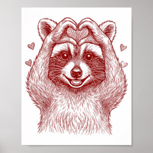 Raccoon Valentines Day Funny Feral Raccoon Love He Poster