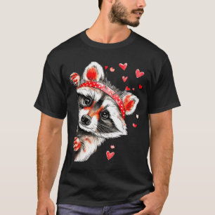 Raccoon Valentines Day Funny Feral Raccoon Love He T-Shirt