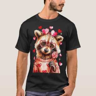 Raccoon Valentines Day Funny Feral Raccoon Love He T-Shirt