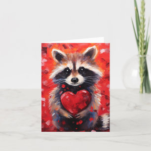 Raccoon Valentines day Holiday Card