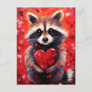 Raccoon Valentines day Postcard