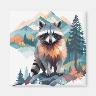 Raccoon Vector Art Animal In The Majestic Nature Magnet