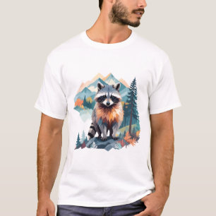 Raccoon Vector Art Animal In The Majestic Nature  T-Shirt