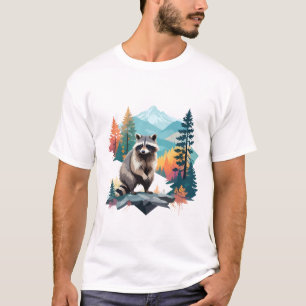 Raccoon Vector Art Animal In The Majestic Nature T-Shirt