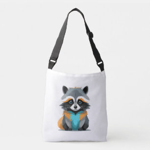 Raccoon Vector Art with Vibrant Colours Crossbody Bag