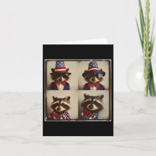 Raccoon Vintage Photo Machine Style, Independence Card