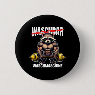 Raccoon Washing Machine Bodybuilding Fitness Gym 2 Inch Round Button