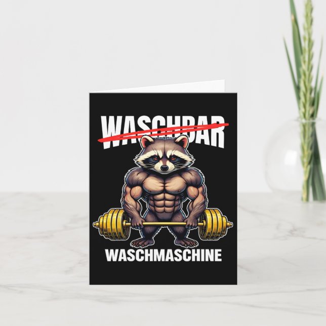 Raccoon Washing Machine Bodybuilding Fitness Gym  Card (Front)