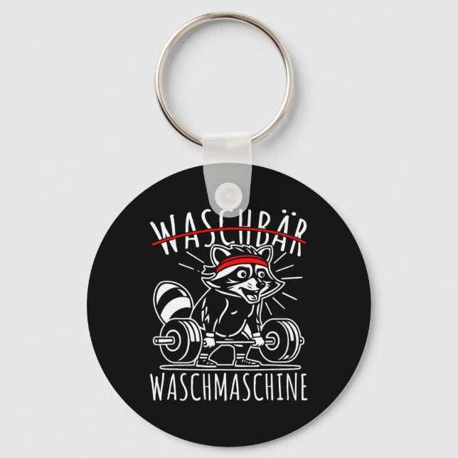Raccoon Washing Machine Raccoon Fitness Bodybuildi Keychain (Front)