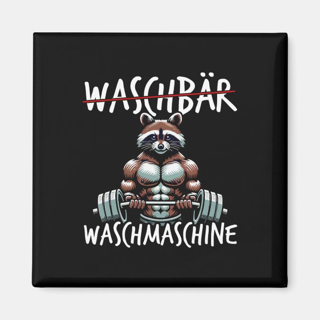 Raccoon Washing Machine Raccoon Fitness Bodybuildi Magnet (Front)