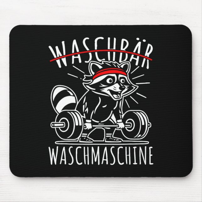 Raccoon Washing Machine Raccoon Fitness Bodybuildi Mouse Pad (Front)