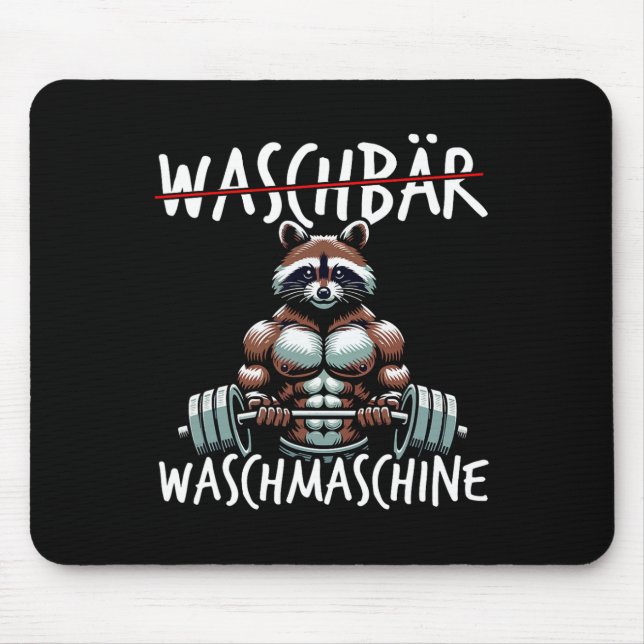 Raccoon Washing Machine Raccoon Fitness Bodybuildi Mouse Pad (Front)