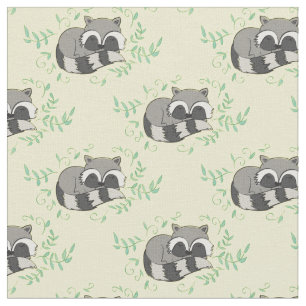 Raccoon Watercolor Baby Room Decor Woodland Animal Fabric