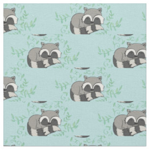 Raccoon Watercolor Baby Room Decor Woodland Animal Fabric