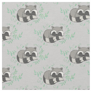 Raccoon Watercolor Baby Room Decor Woodland Animal Fabric