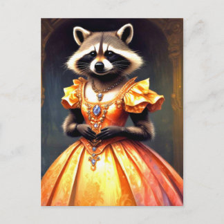 Raccoon Wearing Evening Gown Postcard