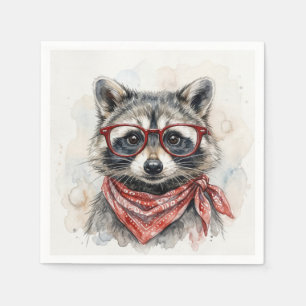 Raccoon Wearing Red Glasses Napkin