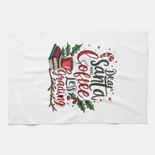 Raccoon Wearing Santa Hat and Christmas Kitchen Towel